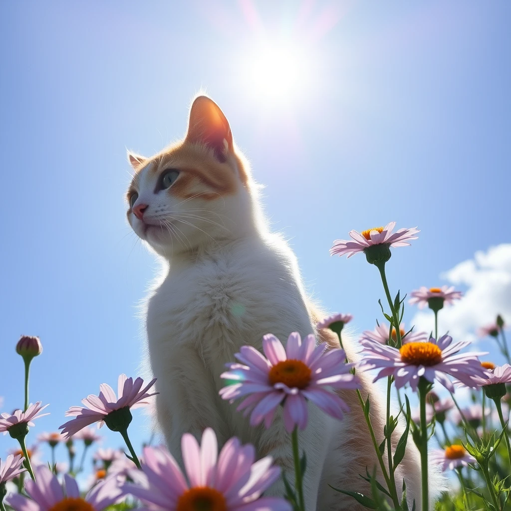 cat flower sun summer