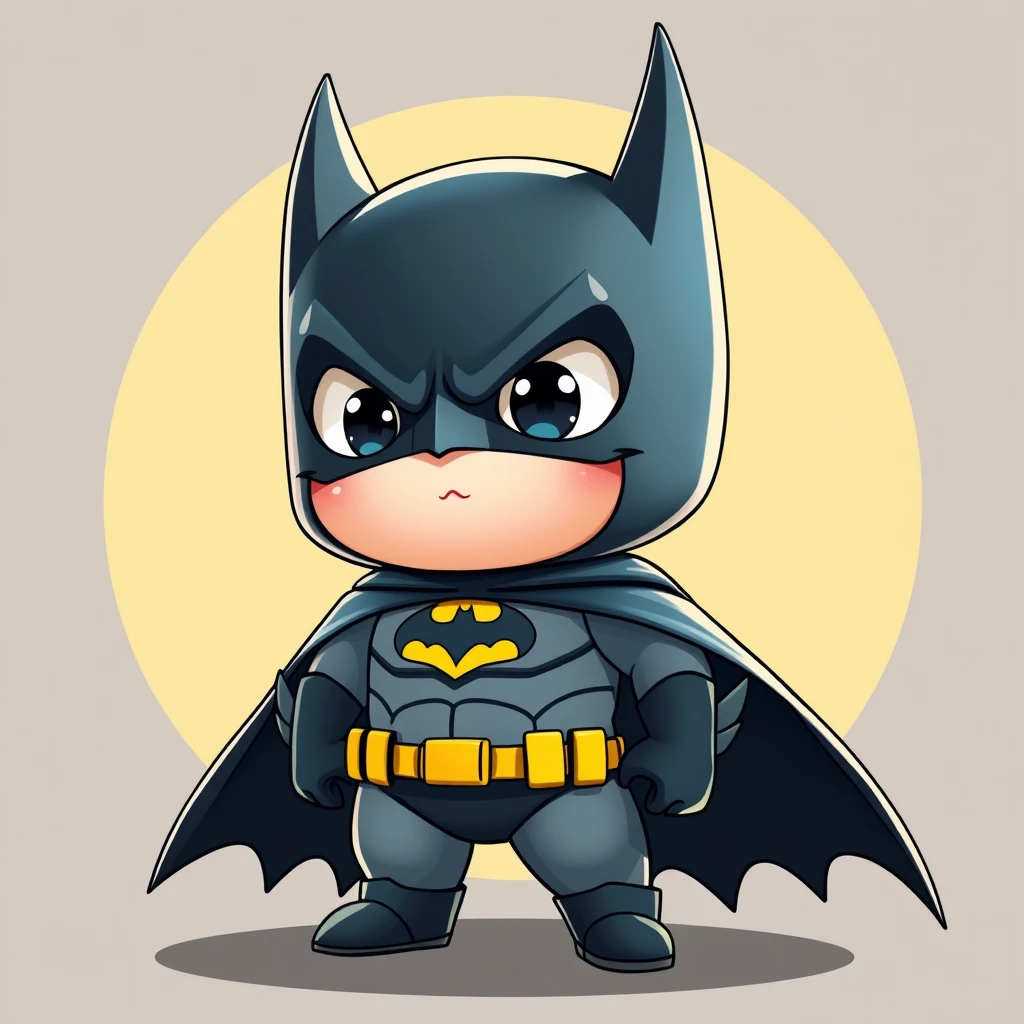 A 3D cute chubby Chibi Batman character design.