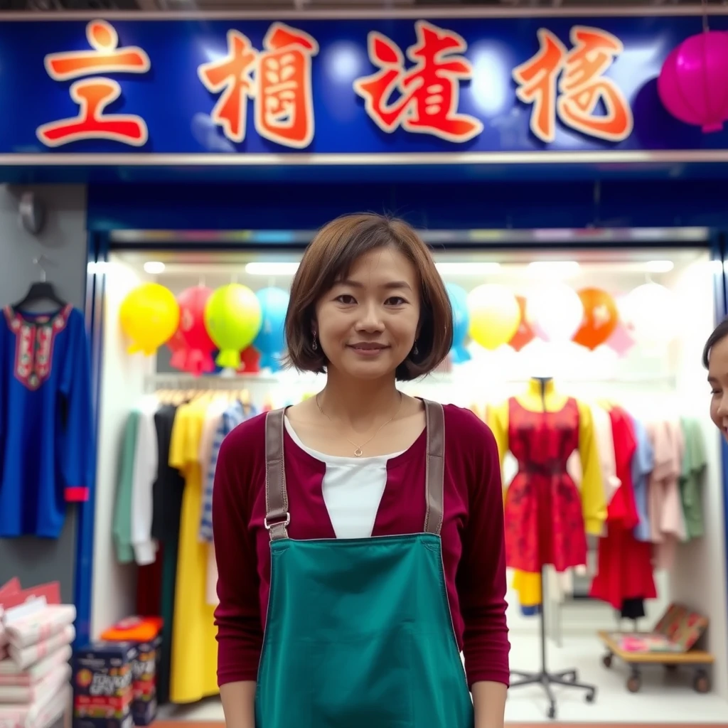 "Zhong Shulady's clothing store, bright colors." - Image