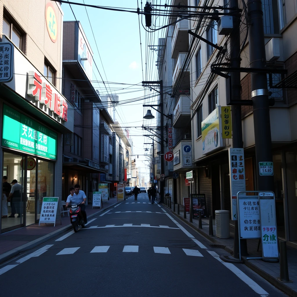 "Clean streets, with Chinese characters and Japanese."