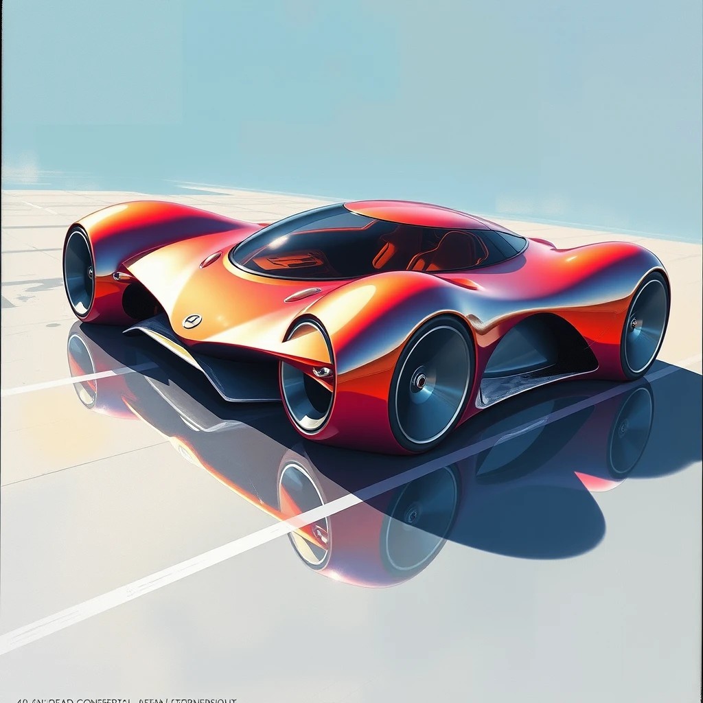 A futuristic sports car concept, a painting by Syd Mead, 4k, detailed.