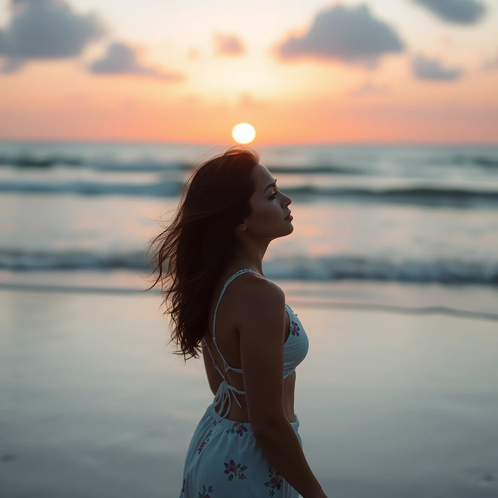 'a woman on the beach' - Image