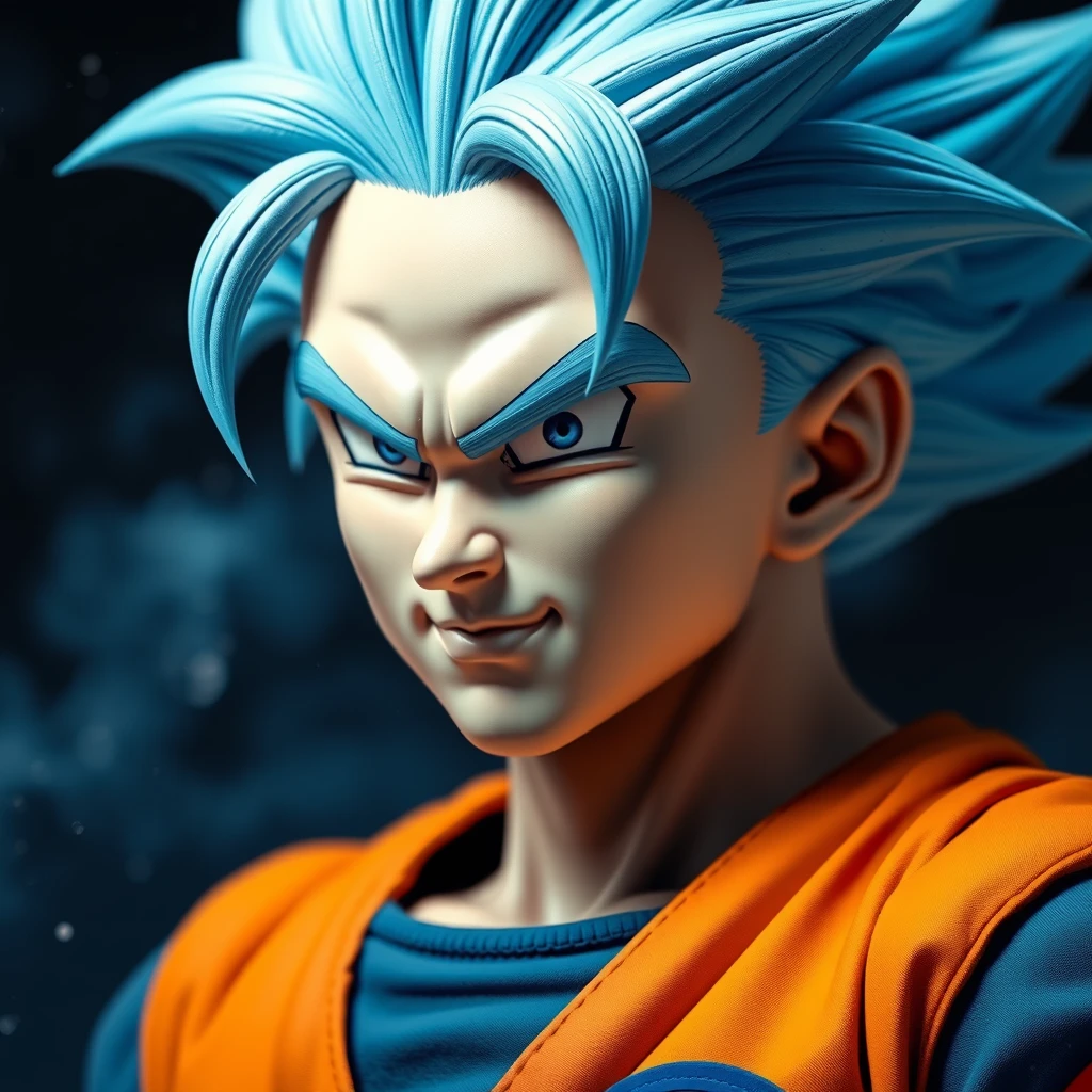 Create a real photo of Goku in blue. - Image