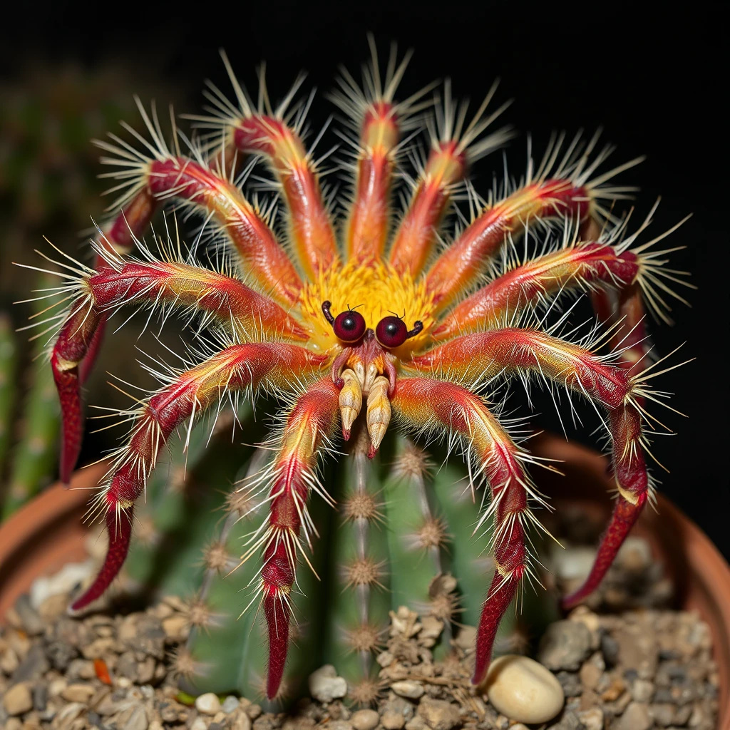 "Terrible surreal image of spider cactus"