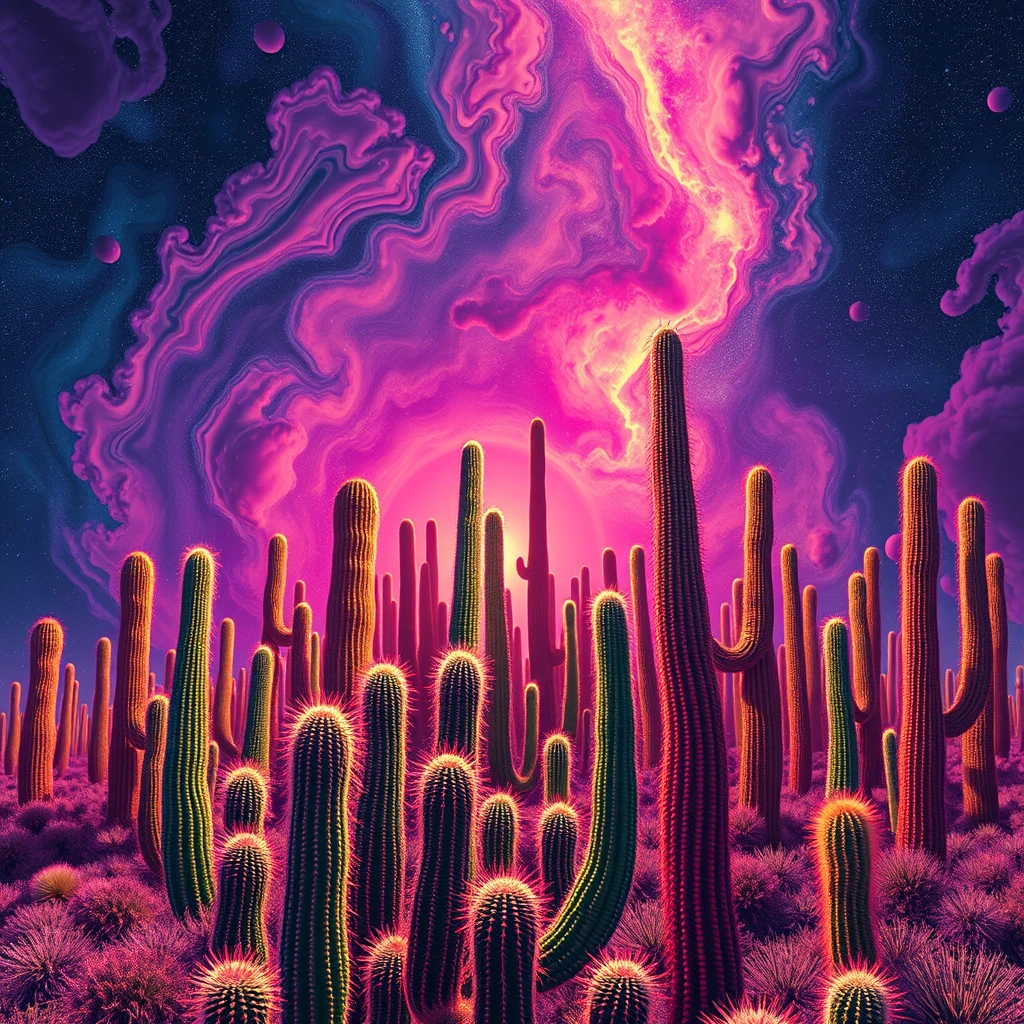 Terrible psychedelic image of endless cactus - Image