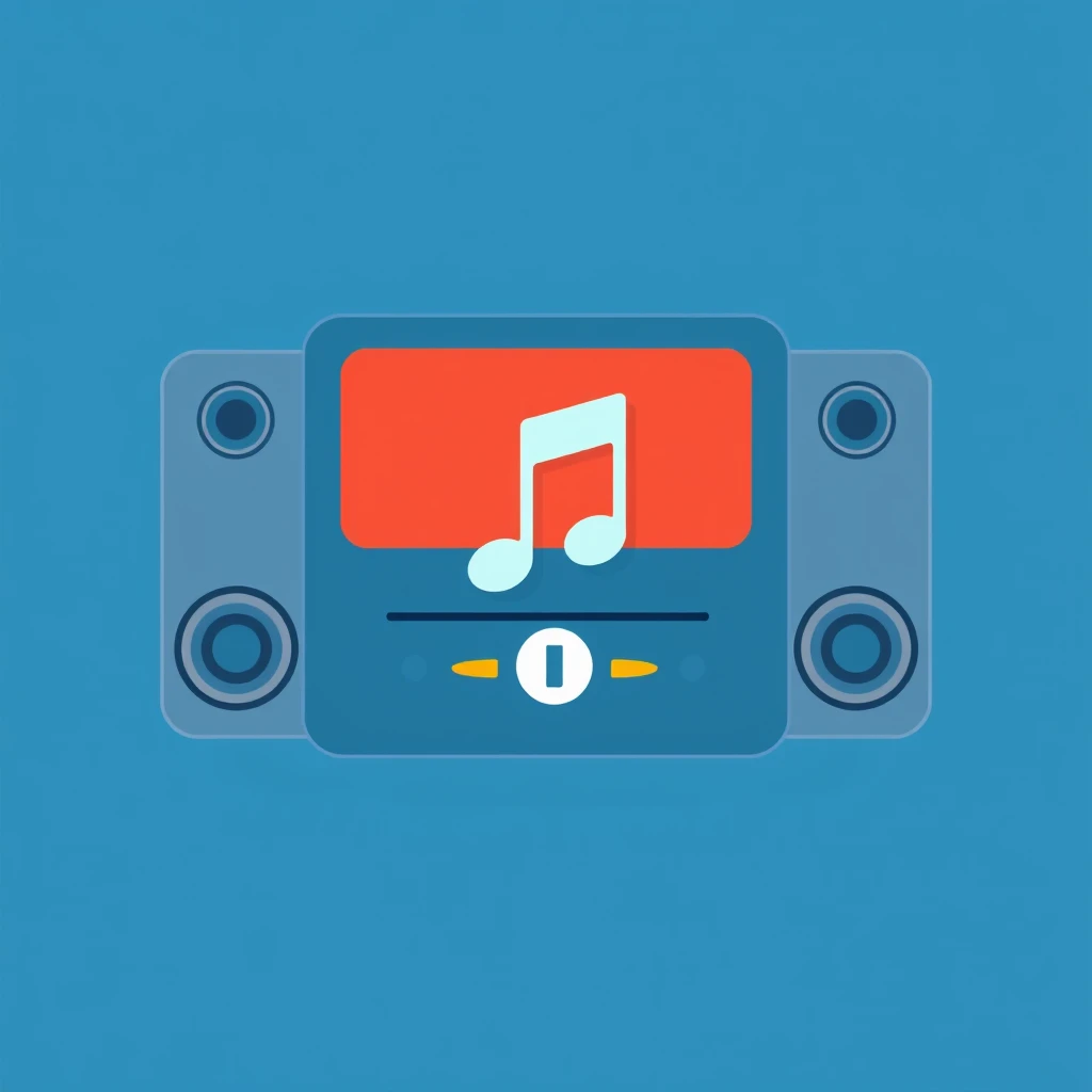 flat svg icon, music player, sign, green and blue, simple - Image