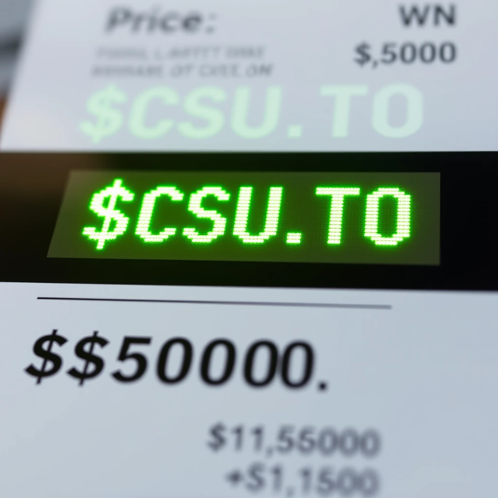 '$CSU.TO flashes on a stock ticket showing price $5000' - Image