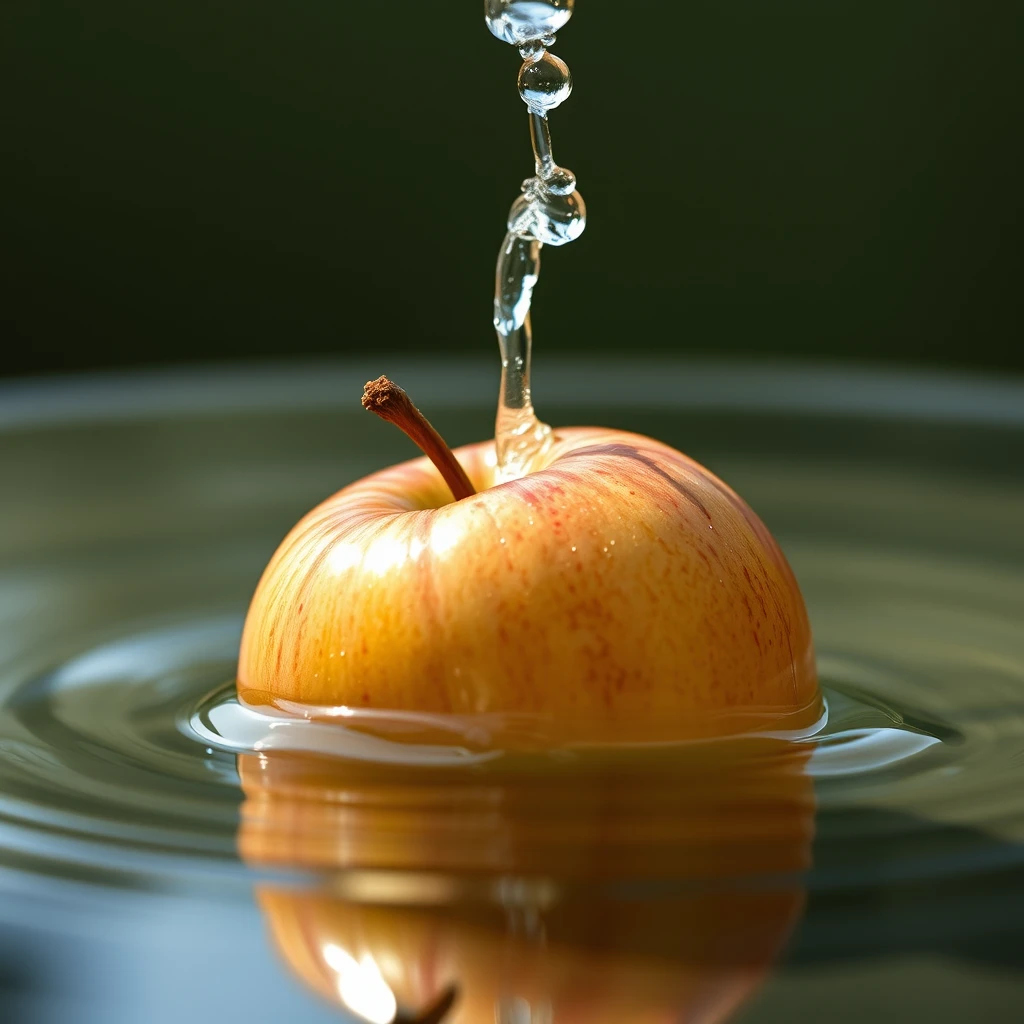 apple, eat, in water