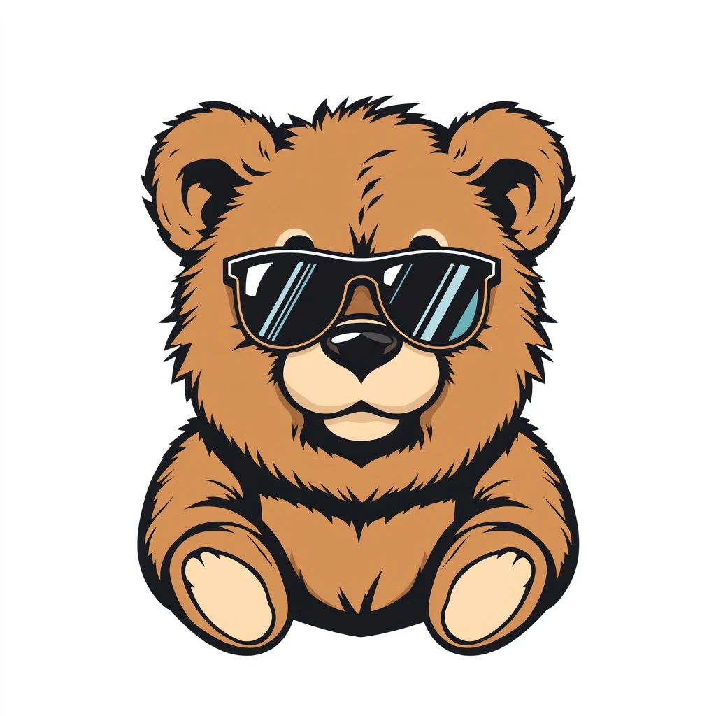 teddy bear wearing sunglass, vector, white background, professional tshirt design vector