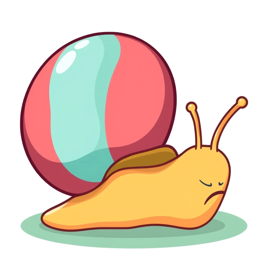 A cartoon image of a snail with a colorful shell.