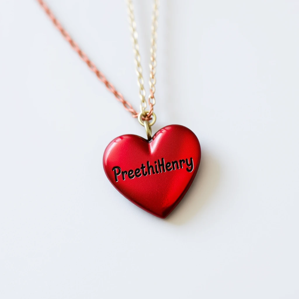 Red Heart engraved with name PreethiHenry