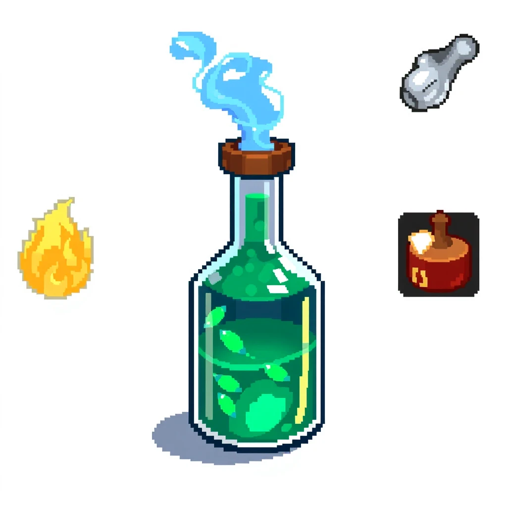 A bottle of potion, game item images, icons, pixel art