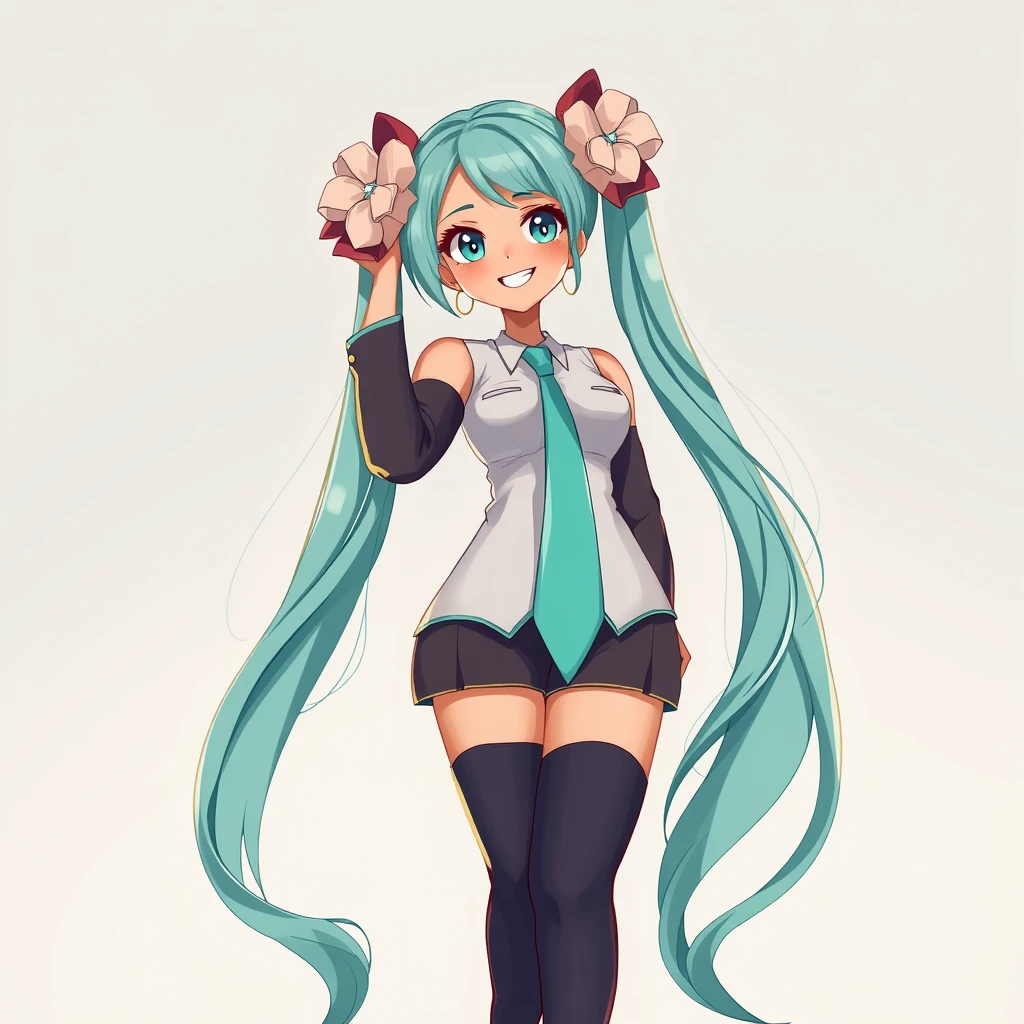 Full body anime drawing of Hatsune Miku as Oprah Winfrey. - Image