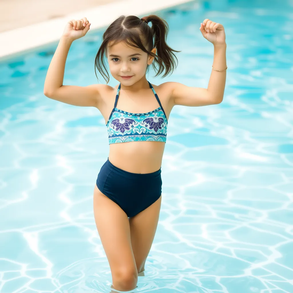 young female girl wearing swimsuit