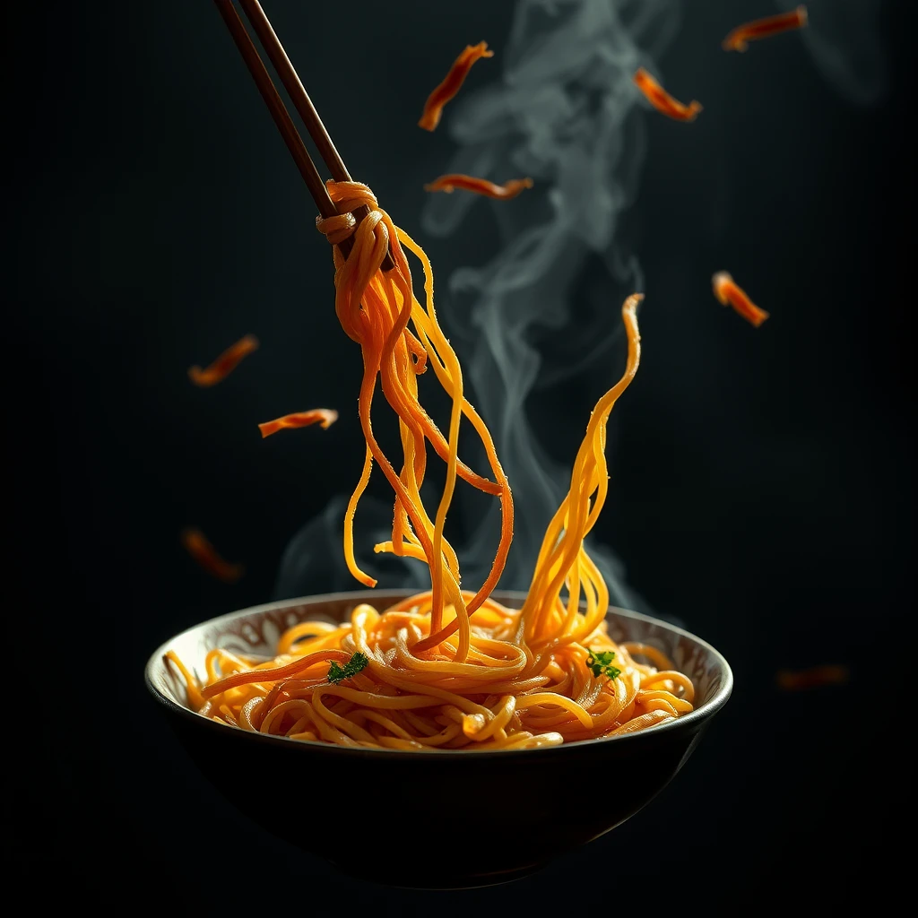 Flying hot dry noodles