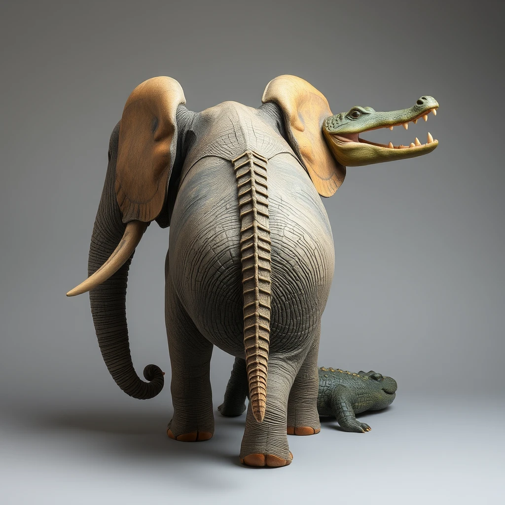 'a hybrid creature of elephant, with a crocodile at the back' - Image