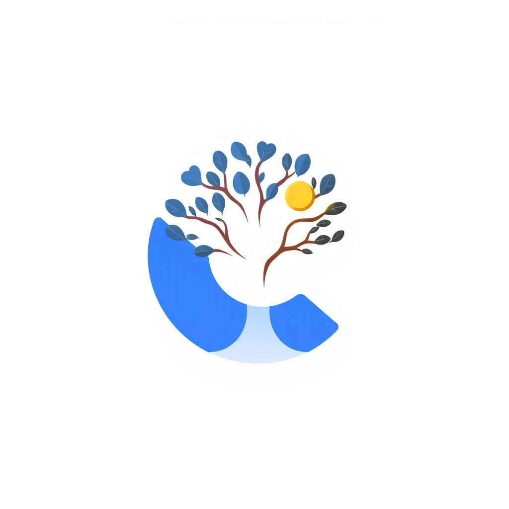 Google logo icon, composed of a tree, the sun, the moon and human.