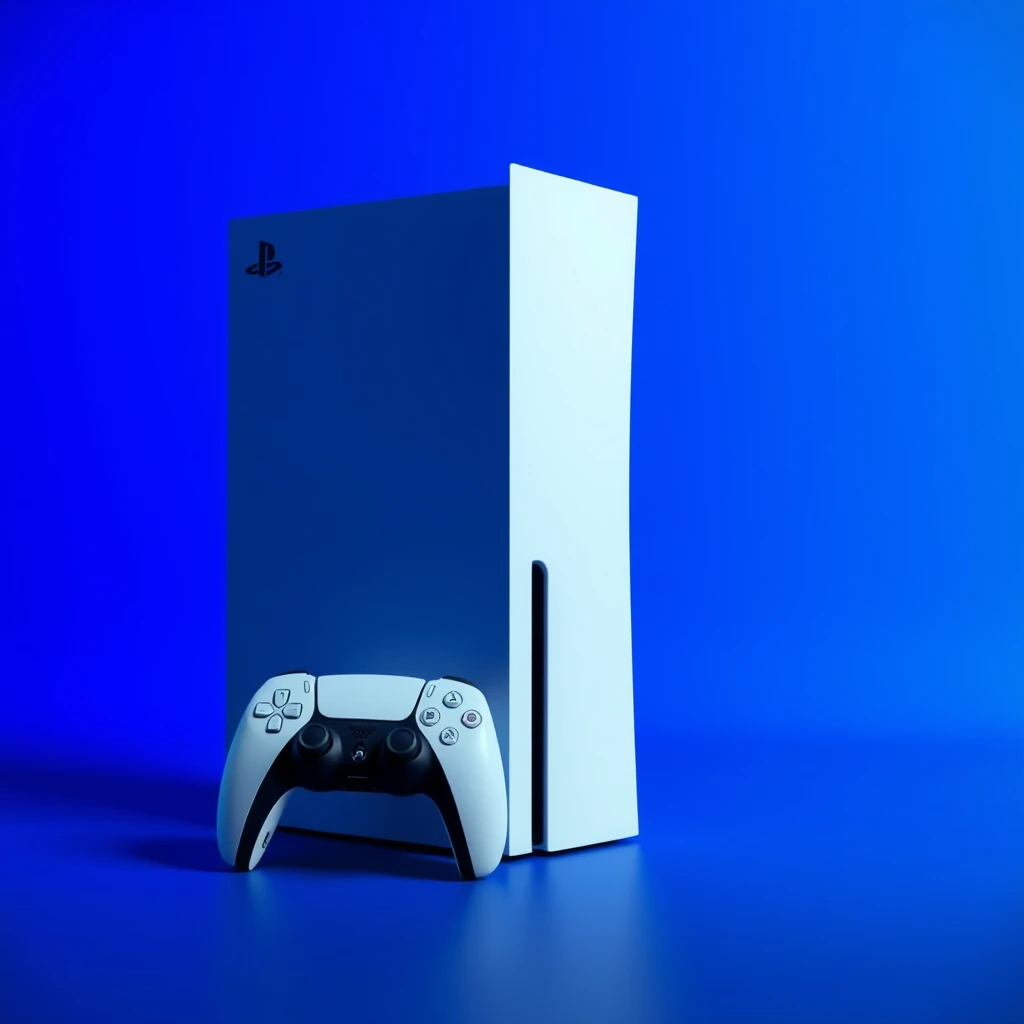 Create a real photo of the PS5 Pro console.