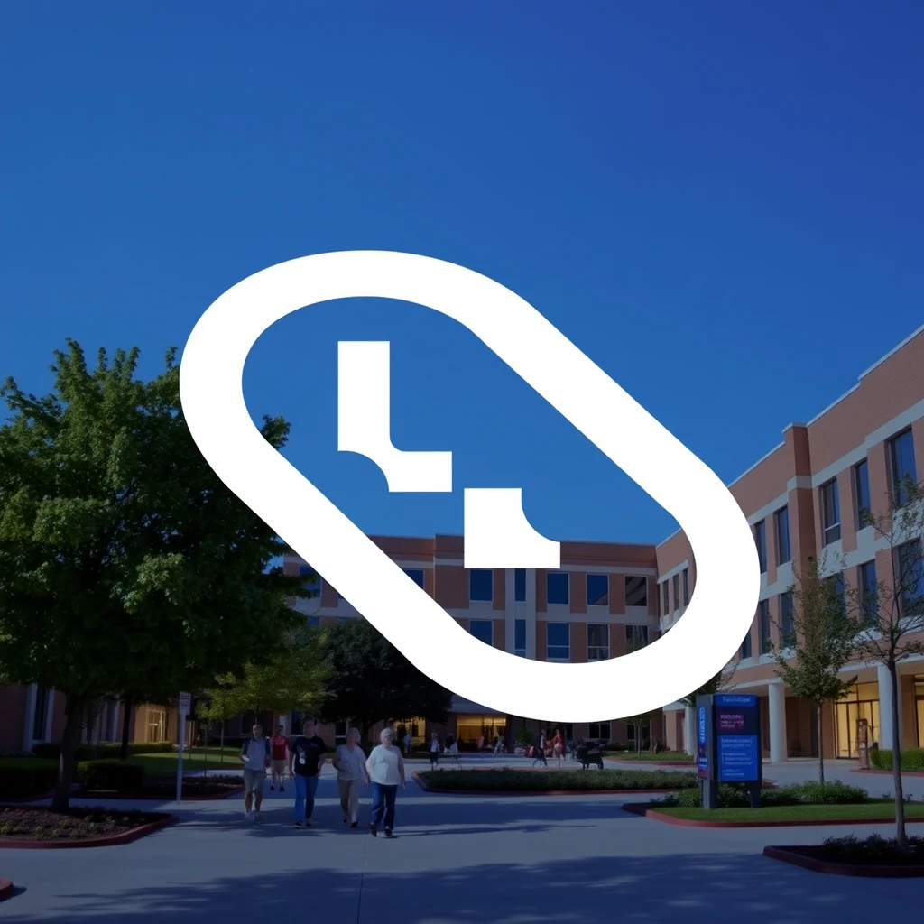 "LD" blue logo in campus - Image