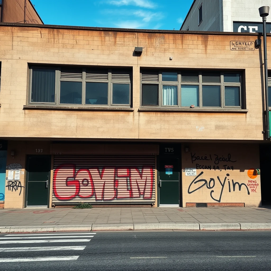 medium quality phone photo, posted to snapchat of graffiti on building that says goyim tv - Image