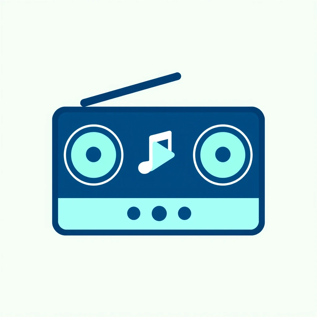 flat svg icon, music player, signal, green and blue, simple glyphs - Image