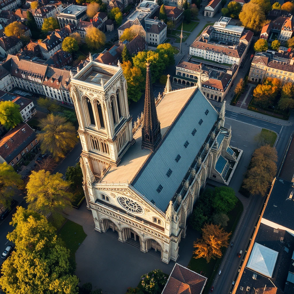 Aerial view of Notre Dame