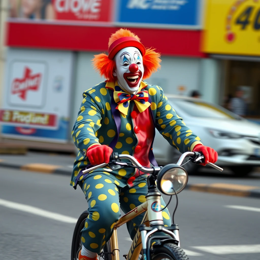 Funny clown on a bike - Image