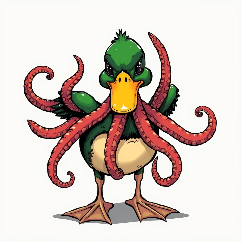 Duck with tentacles, manga style