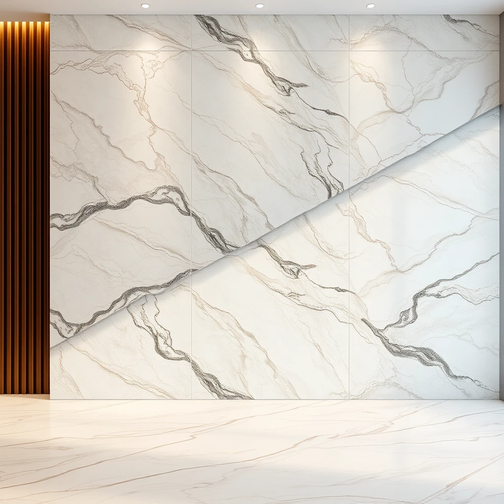 High-end luxury, minimalist, interior decoration, marble texture background wall - Image