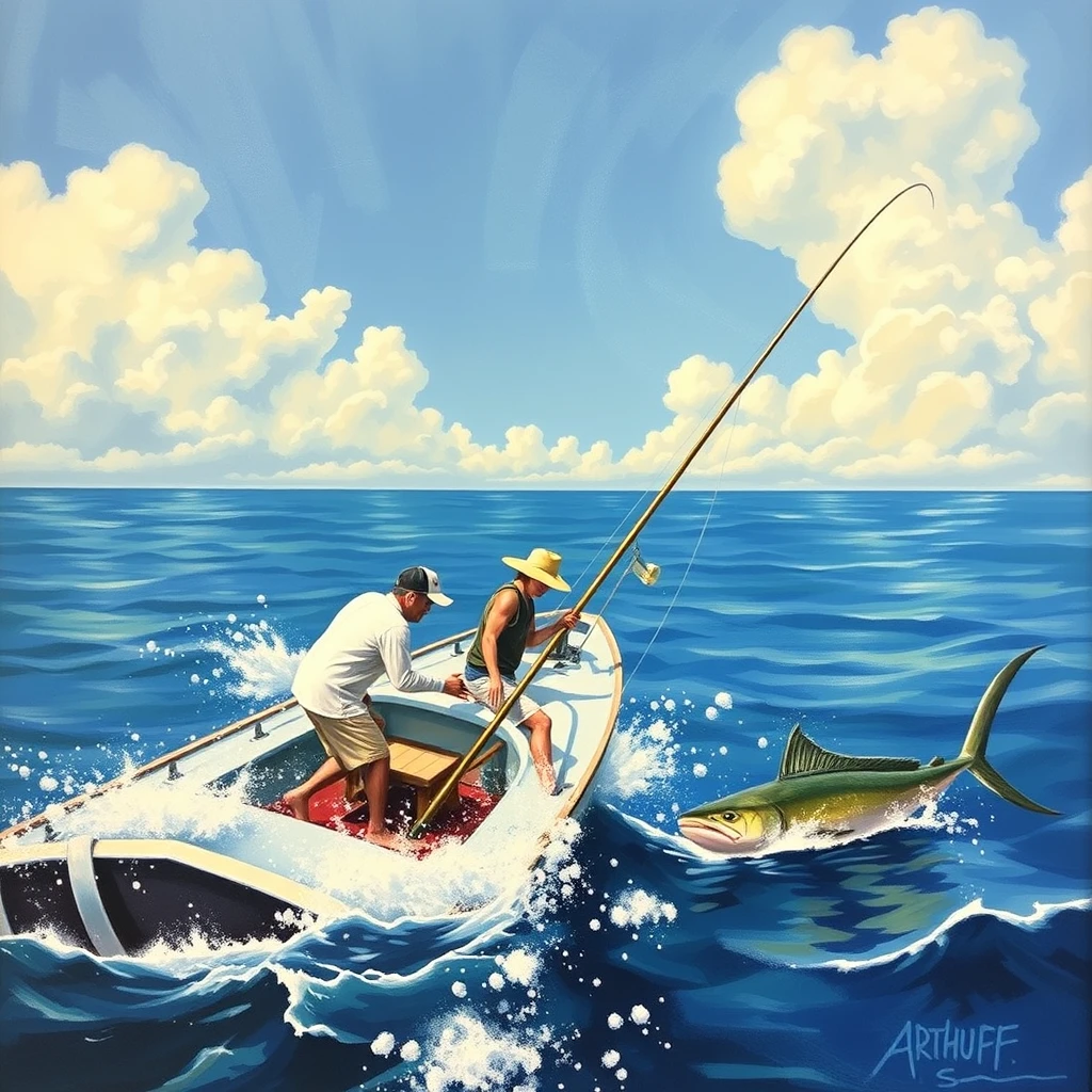 Deep Sea Fishing, a painting by Arthur Sarnoff. - Image