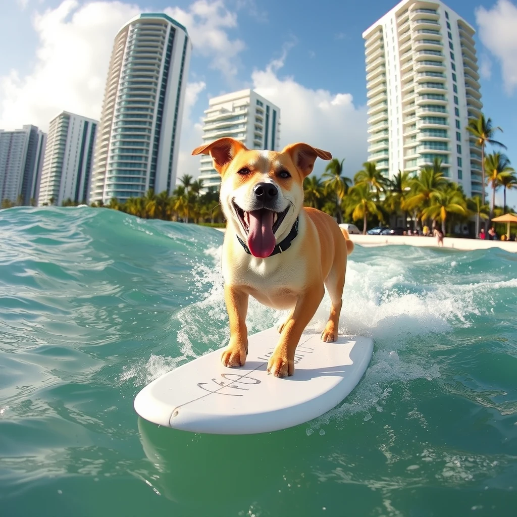 A dog surfing in Miami - Image