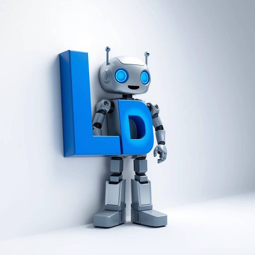 "LD" blue logo with a robot