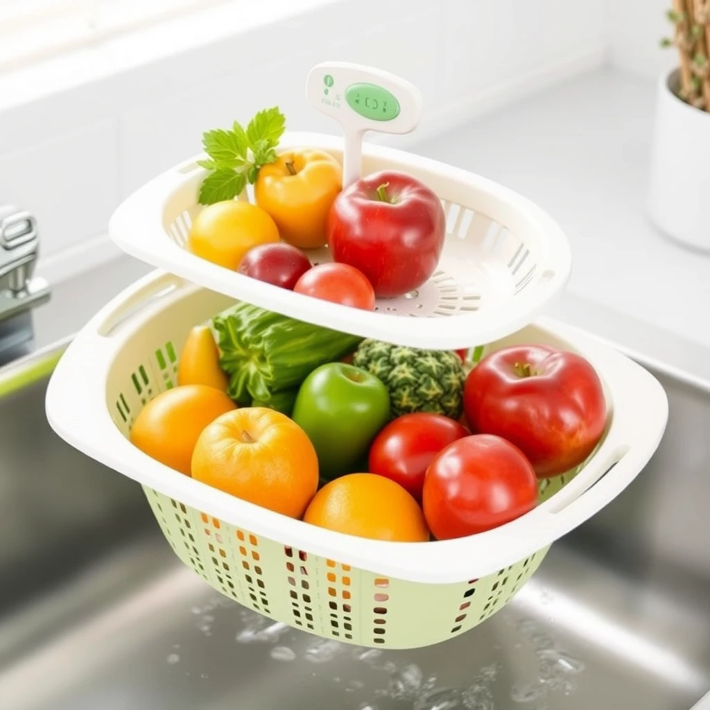 Double layer fruit and vegetable washing and draining basket fruit basket tray