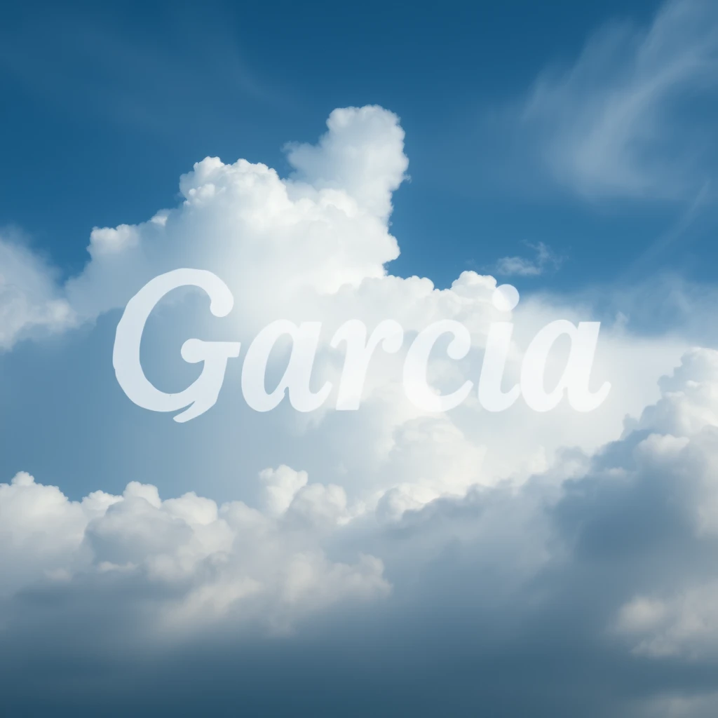 the word "Garcia" written in the clouds - Image