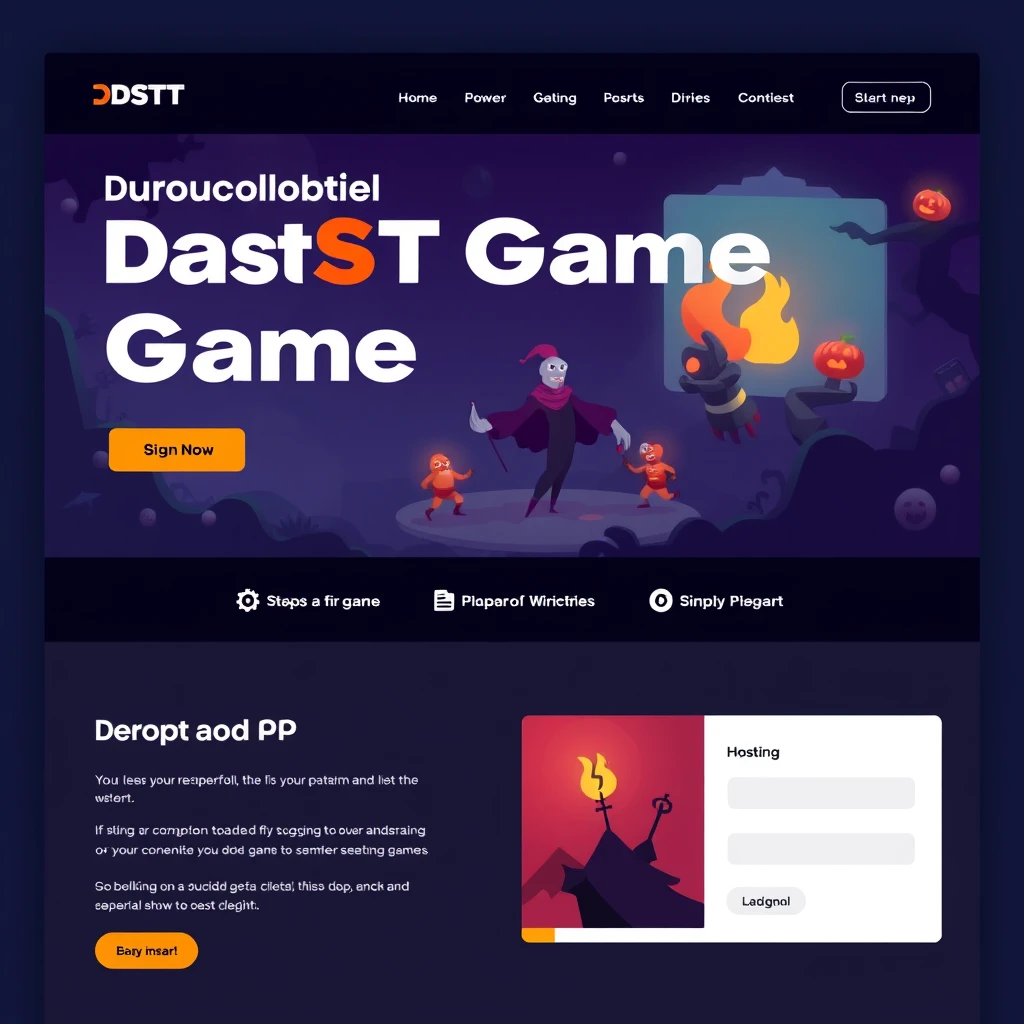 A landing page design for DST game hosting platform. - Image