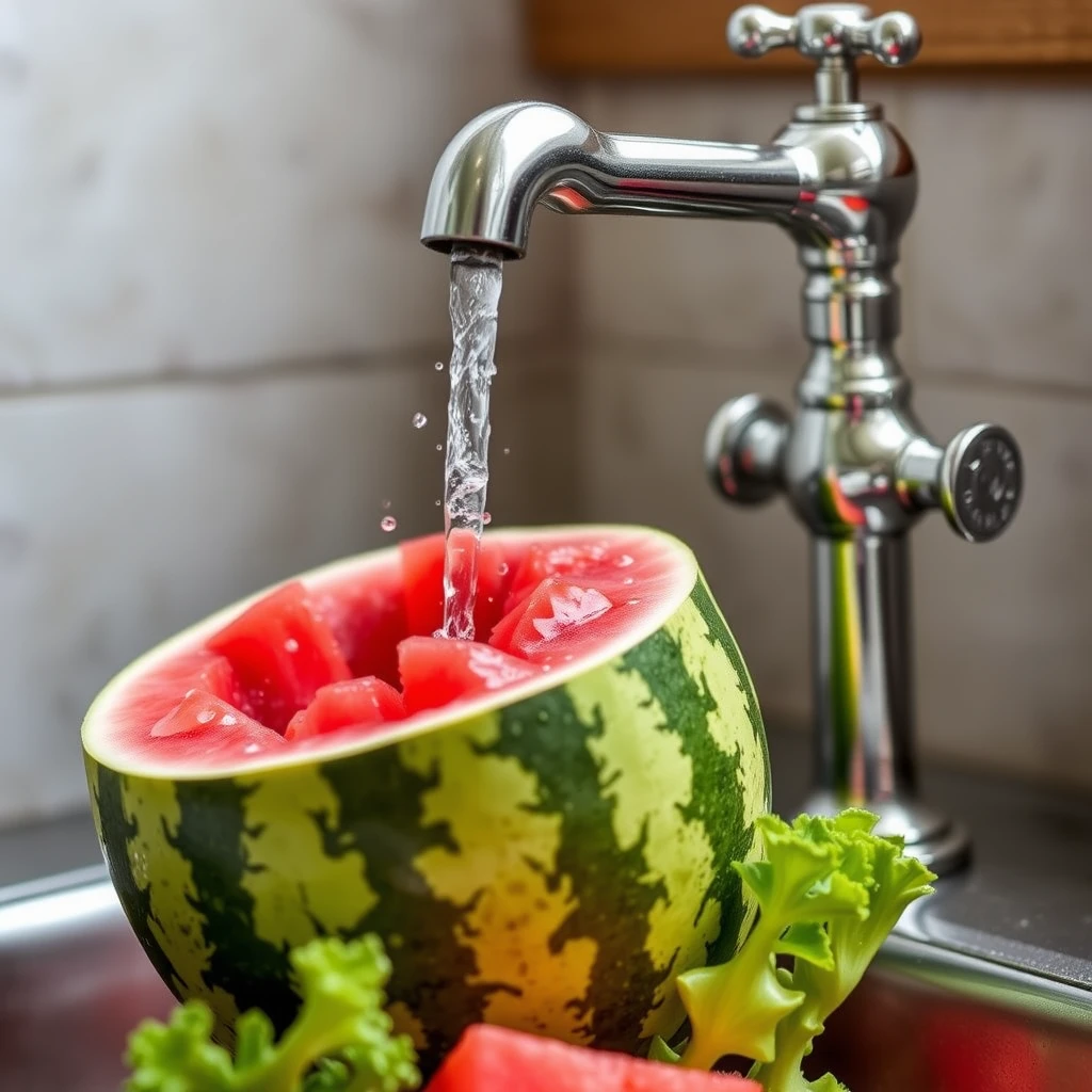 Watermelon sparkling faucet growing - Image