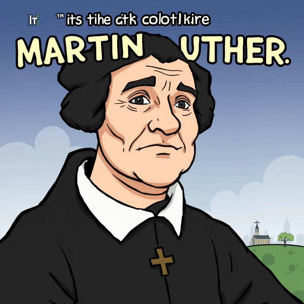 "Create a funny comic about the life and faith of Martin Luther."