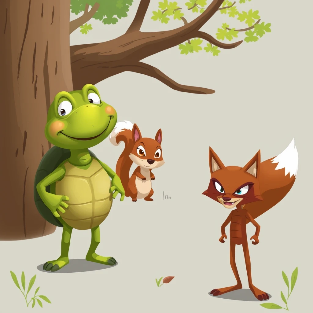 Supporting Characters: Add a few quirky and fun supporting characters such as a wise old turtle, a mischievous squirrel sidekick, and a villainous fox. - Image