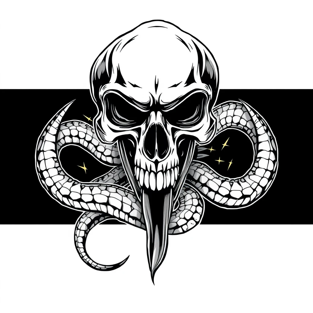 Skull snake, vector, heavy metal t-shirt design art