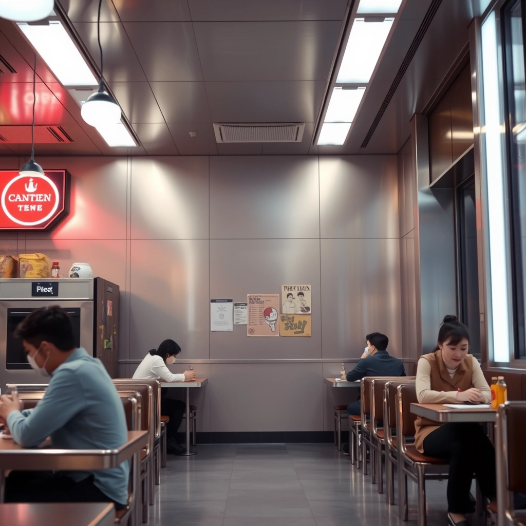 interior, canteen, modern, aluminium panel, movie scene - Image