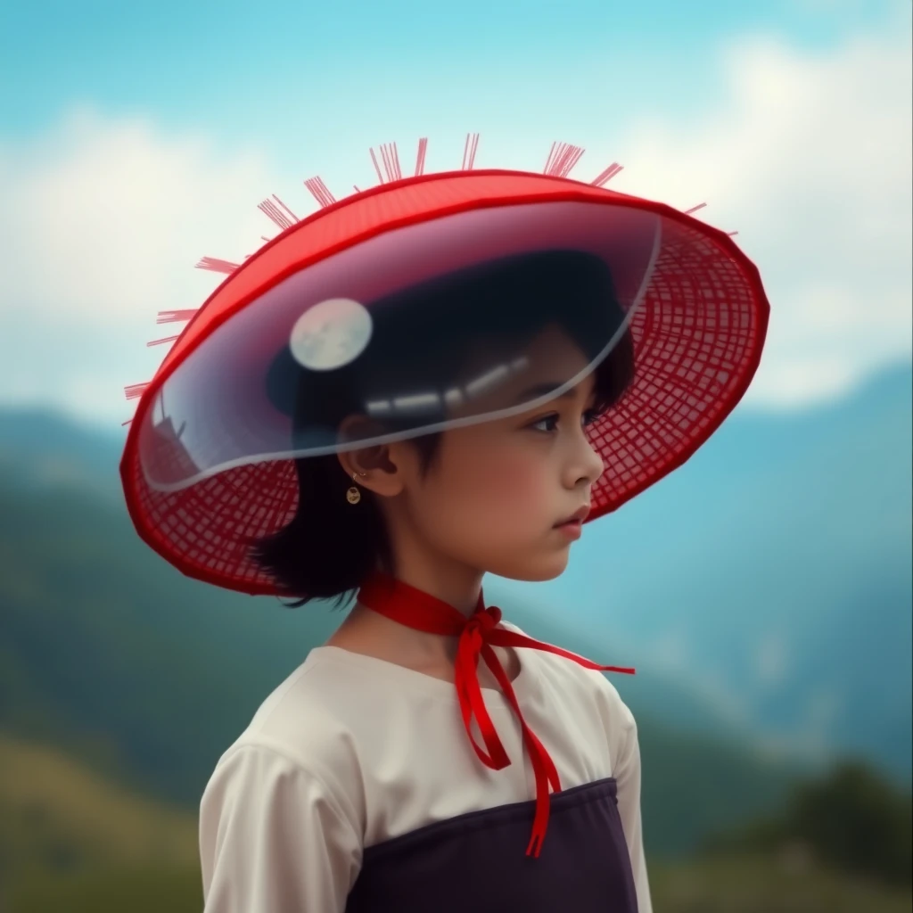 A girl with a red hat