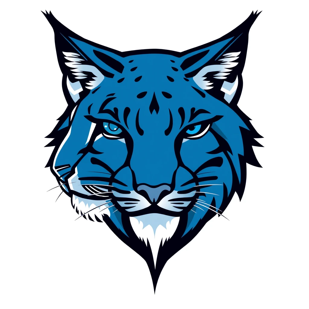 Front profile of a blue Lynx, outline style logo. - Image