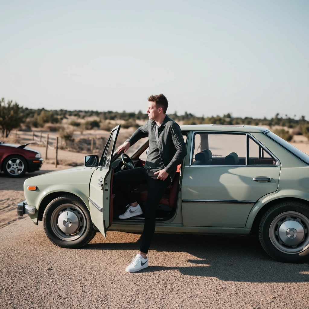 a man on a car