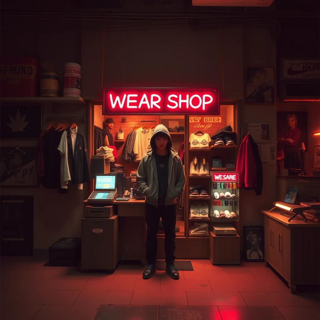 wear shop, cyberpunk, nobody, whiteground