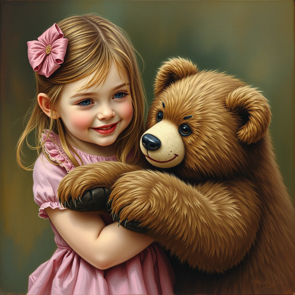 girl holding bear