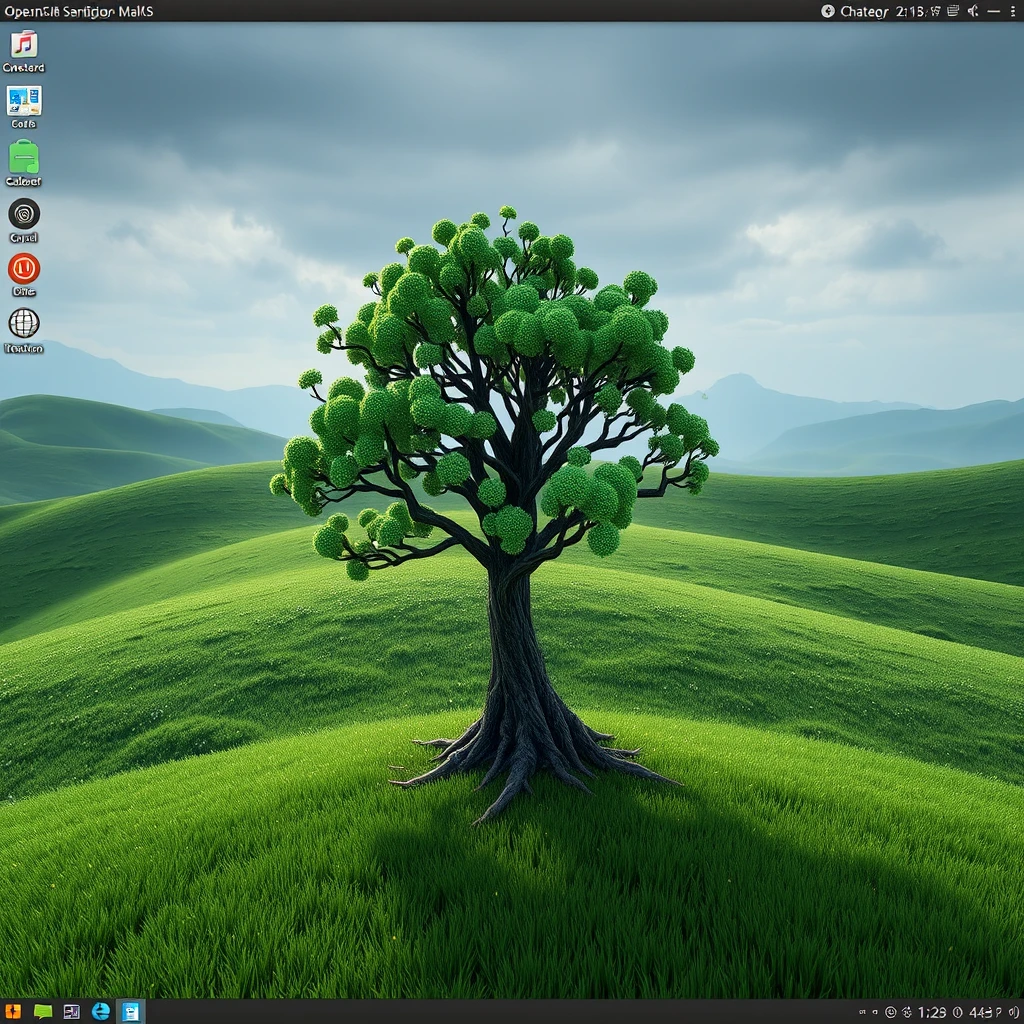 Create a realistic photo of openSUSE Tumbleweed. - Image