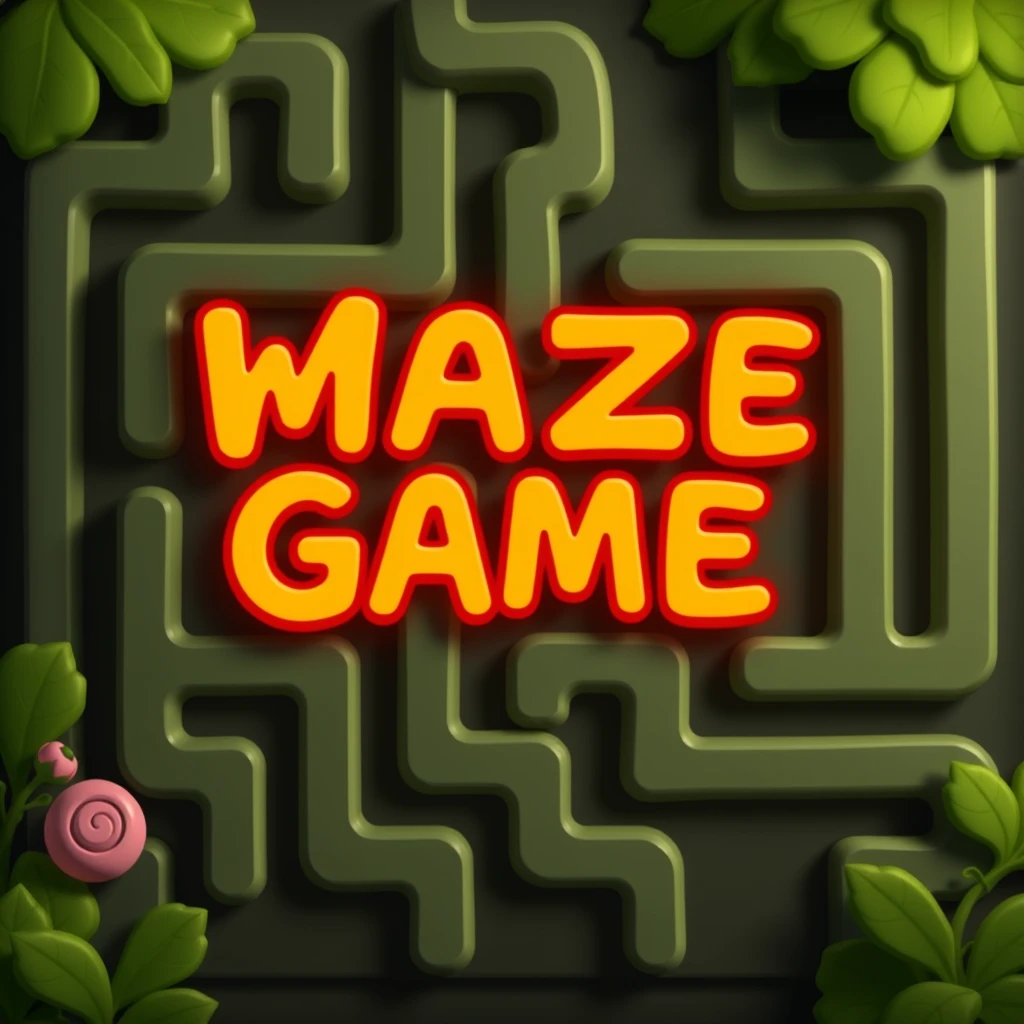 Write game title "maze game fun" - Image