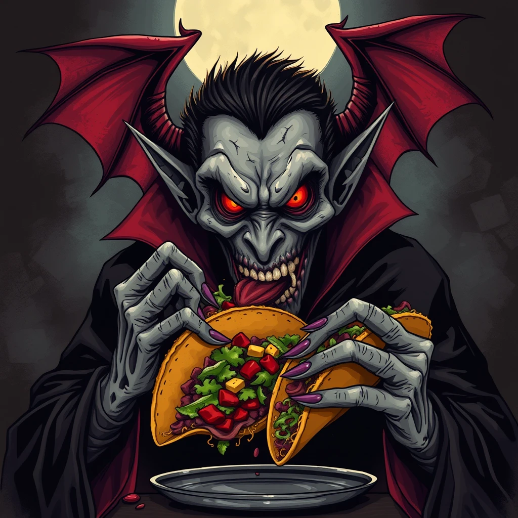 'Dracula eating tacos' - Image