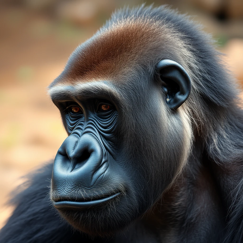 gorilla, close up, human haircut, shaved side - Image