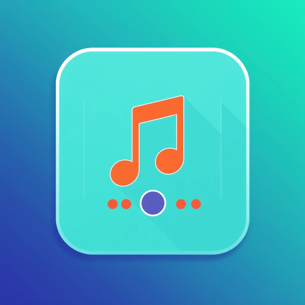 flat svg icon, music player, sign, green and blue, simple